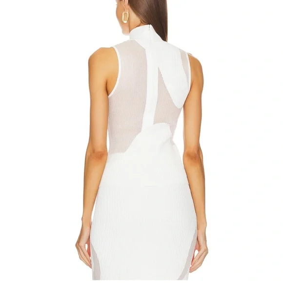 NWT Herve Lager Opaque sheer rib mock top in white XS [Top only] - Picture 8 of 11